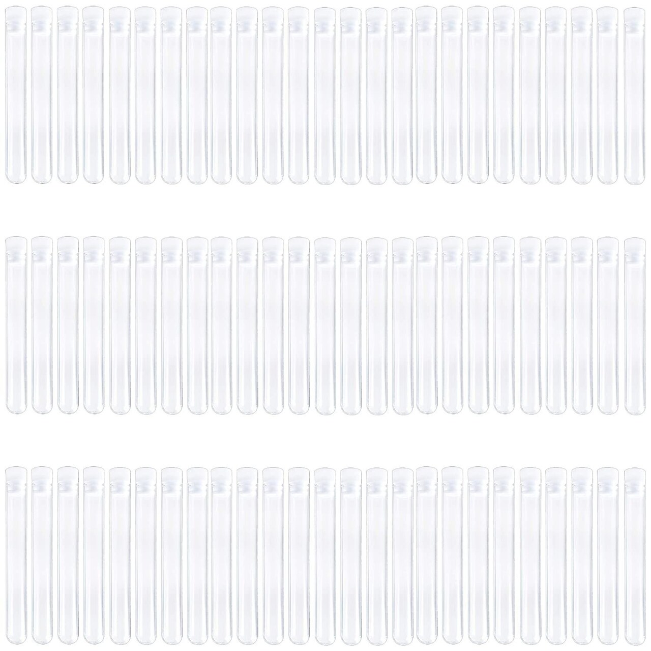 75-Pack Plastic Test Tubes with Lids - 12.5 x 98 mm Clear Plastic Vials, 7.5ml Sample Tubes for Craft, Scientific Experiment